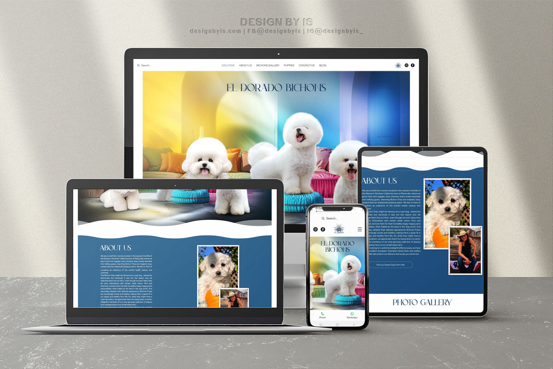  how to make a dog breeder website. El Dorado Bichons Website
